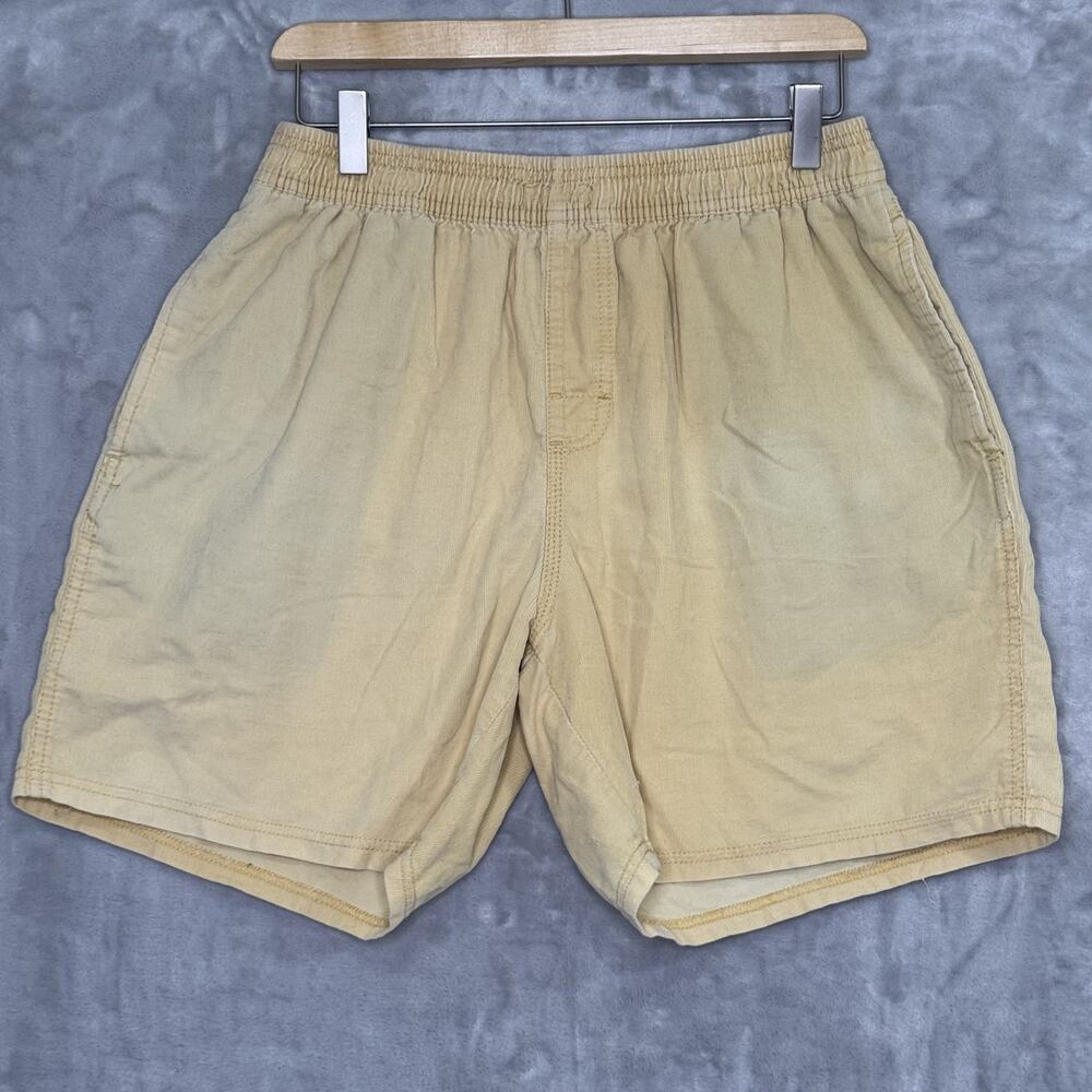 Jacks Surfboards Shorts Mens Large Tan Yellow Beachwear Corduroy Swim Trunks